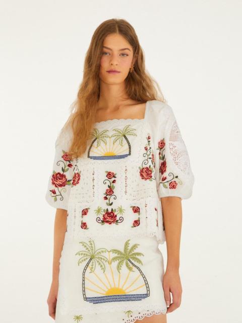 Off-White Tropi Scarf Embroidered Organic Cotton Blouse
