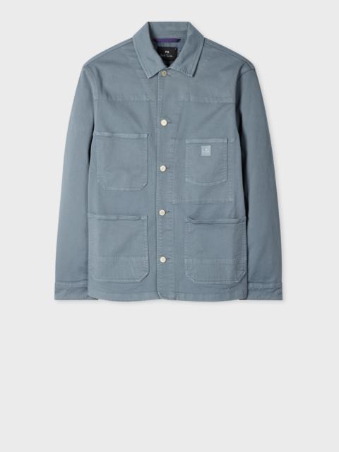Powder Blue Garment-Dyed Denim Work Jacket