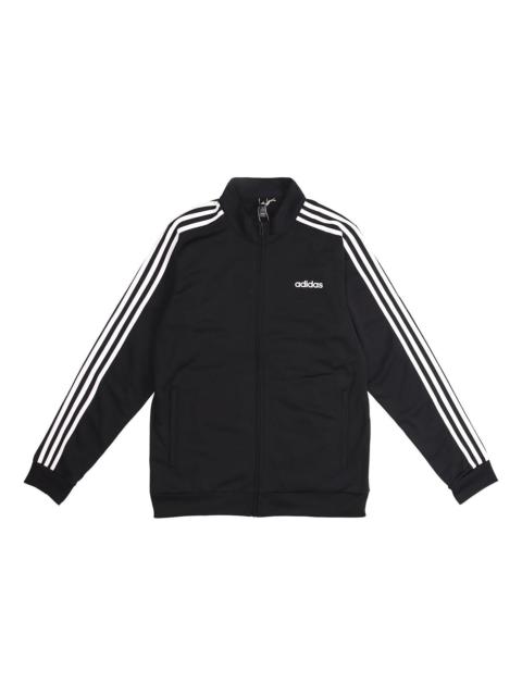 adidas Knit Stand Collar Loose Windproof Sports Logo Jacket Black DQ3070