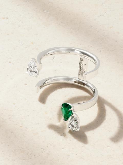 Serti Sur Vide 18-karat White Gold, Diamond And Emerald Ring