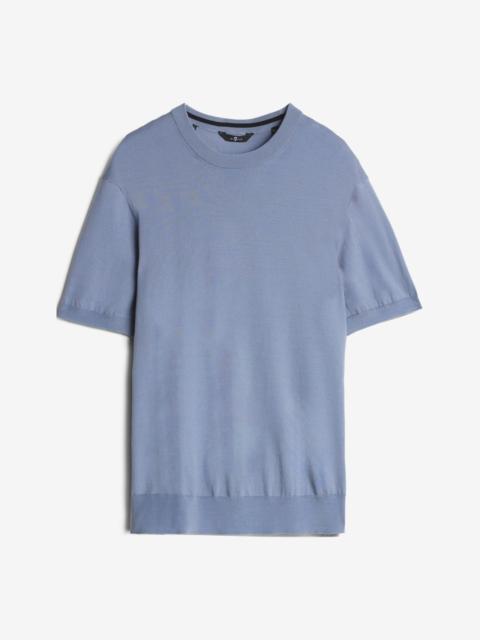 Classic Cotton Short Sleeve Sweater in Slate Blue