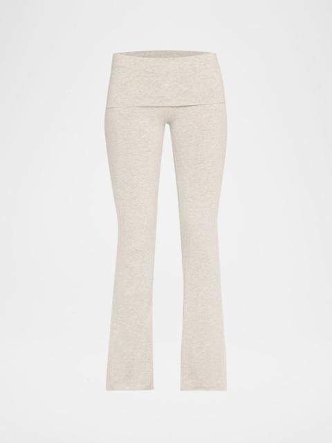 Cotton Jersey Foldover Flare-Leg Pants
