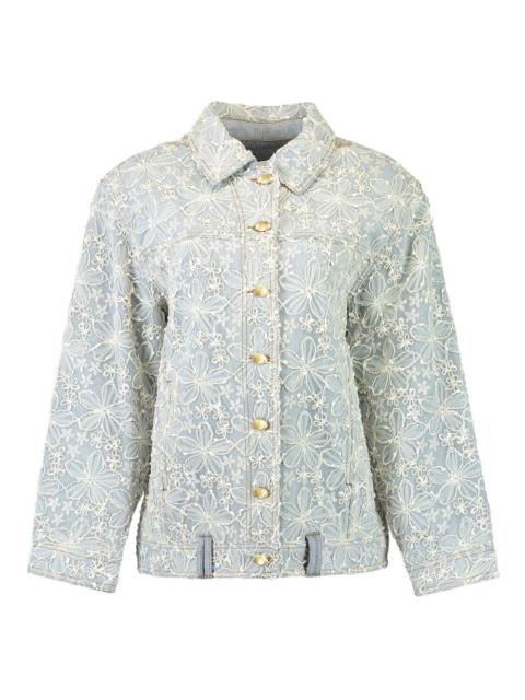 Bloom floral-embroidered denim jacket