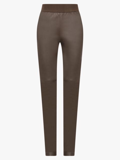 LONG LEATHER LEGGINGS | DARK OLIVE