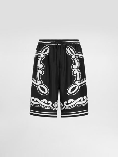Bandanna-print silk shorts