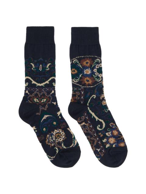 Navy Floral Socks