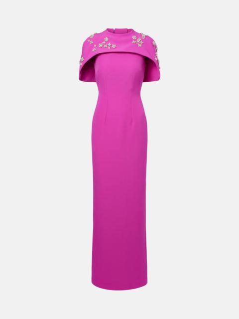 Embellished caped gown