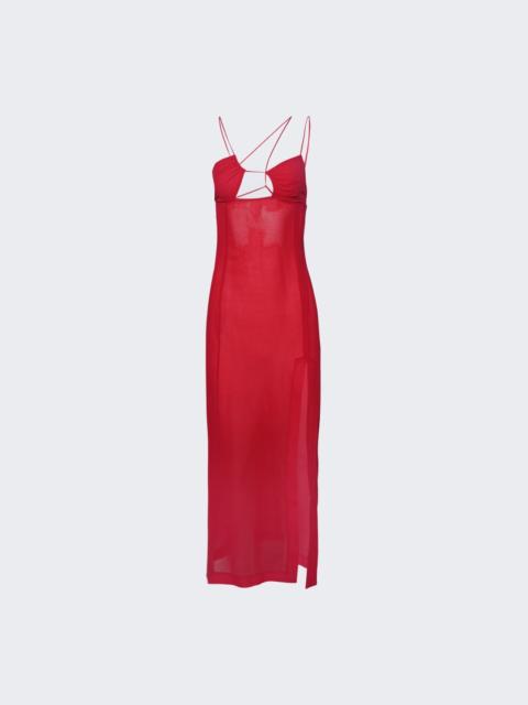 Asymmetric Bra Maxi Dress Fuchsia