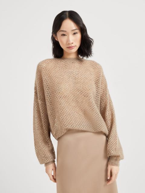 Mohair, cotton and wool dazzling mesh sweater