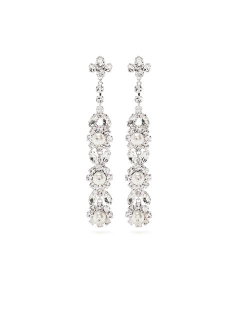 long victorian pearl & crystal drip earrings