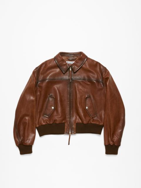 Leather bomber jacket - Tobacco brown