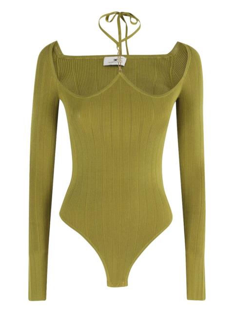 neck-tie ribbed bodysuit