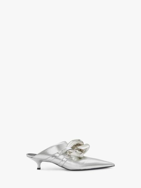 CHAIN LEATHER KITTEN MULES