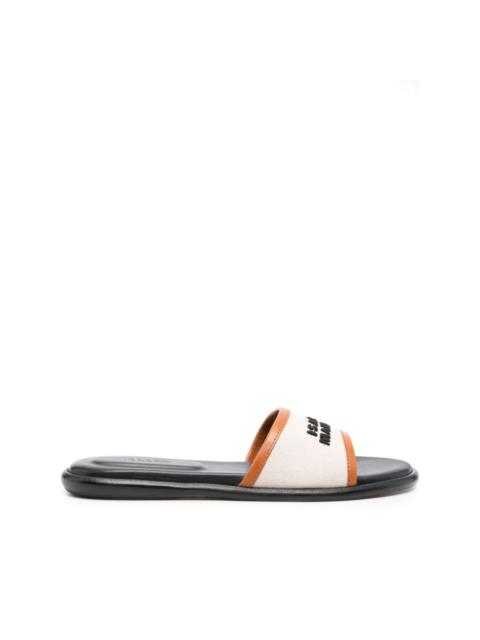 logo-embroidered leather sandals