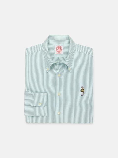 MADE-IN-USA "IVY GUY" GREEN UNIVERSITY STRIPE OXFORD CLOTH SHIRT