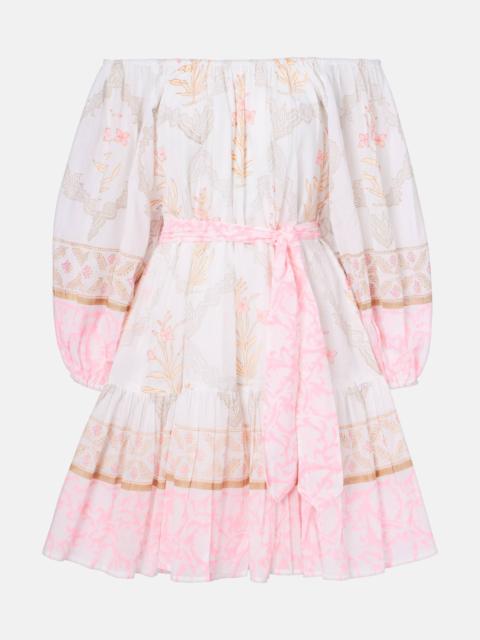 Printed off-shoulder cotton minidress