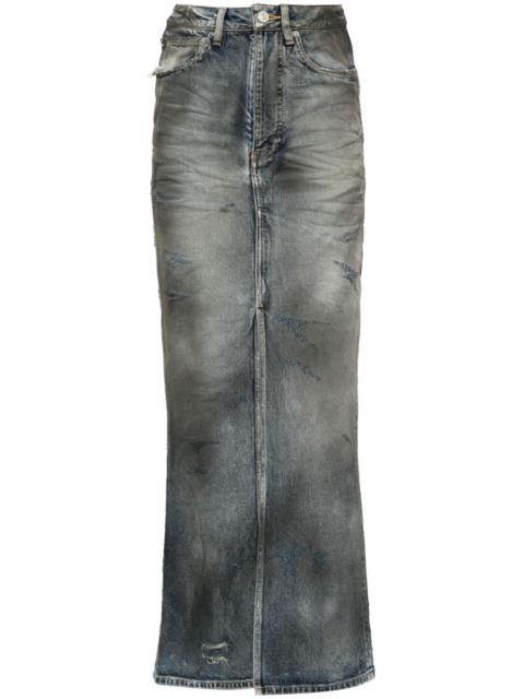 faded maxi denim skirt