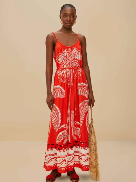 Red Majestic Coconut Tree Lenzing™ Ecovero™ Euroflax™ Maxi Dress