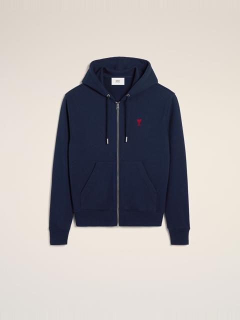 NAVY COTTON AMI DE COEUR ZIPPED HOODIE
