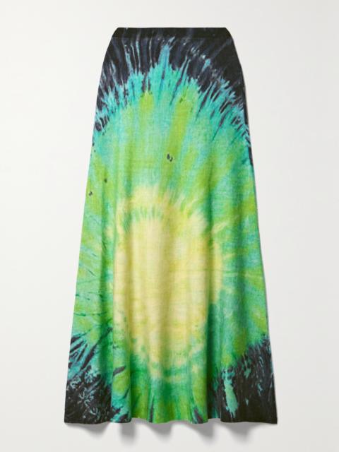 Olive Tie-dyed Cashmere Midi Skirt