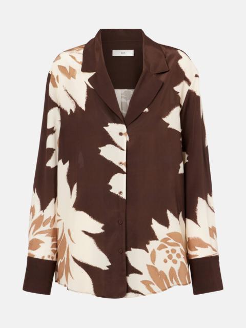 Floral silk satin shirt