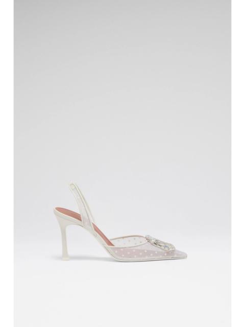CAMELIA SLING 90 WHITE POLKA-DOT LACE