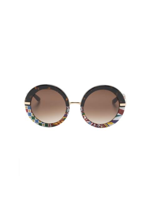 floral-print round-frame sunglasses