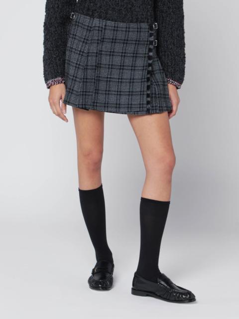 Black/white check kilt mini skirt