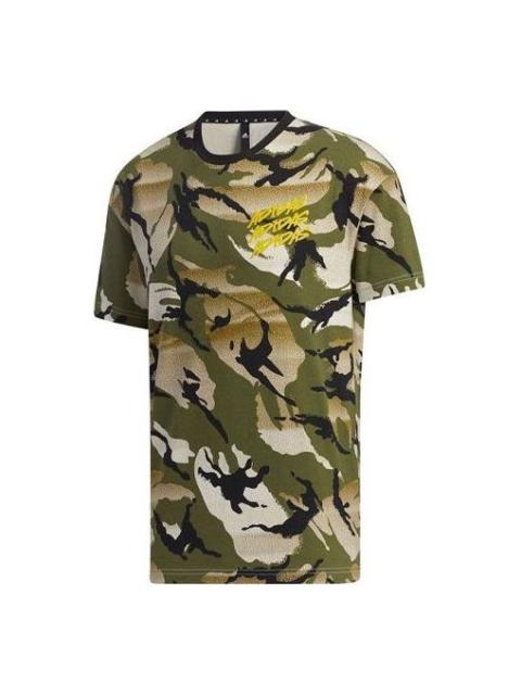 adidas Ub Gfx T Aop Sports Stylish Camouflage Printing Short Sleeve Yellow GP0883