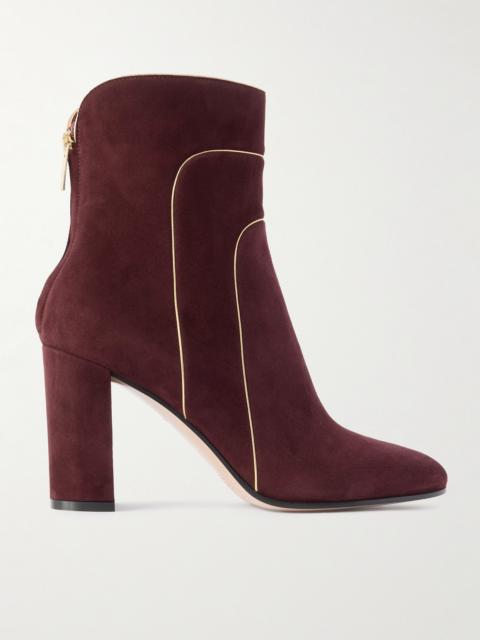 85 Metallic Leather-trimmed Suede Ankle Boots