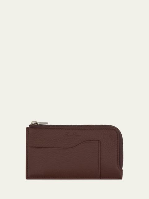 Men's Extra Grained Calfskin Zip Card Holder