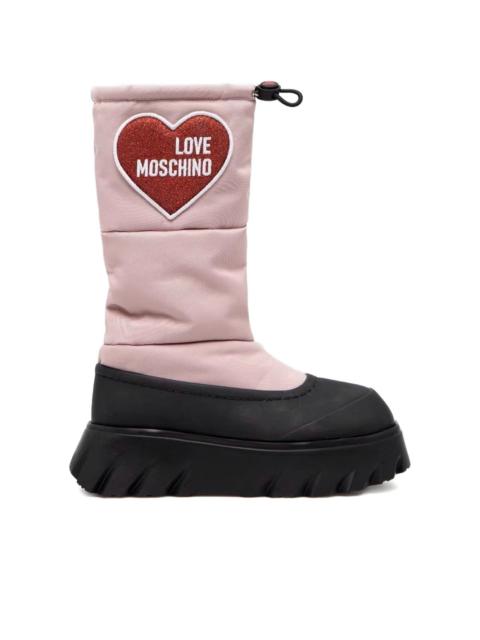 quilted heart-appliqué boots