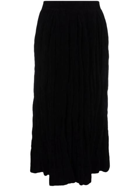 high-waisted velvet-effect skirt