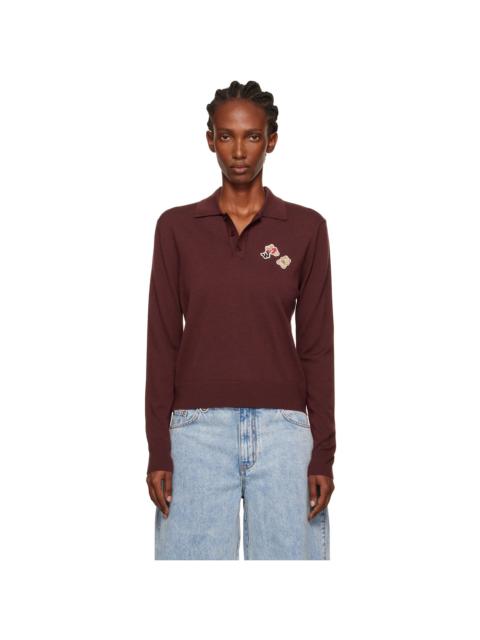 Burgundy Double Patched Knit Polo