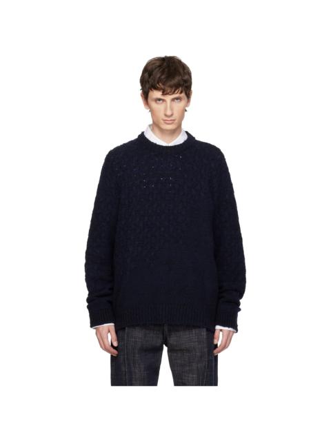 Navy Wool Blend Cable Sweater