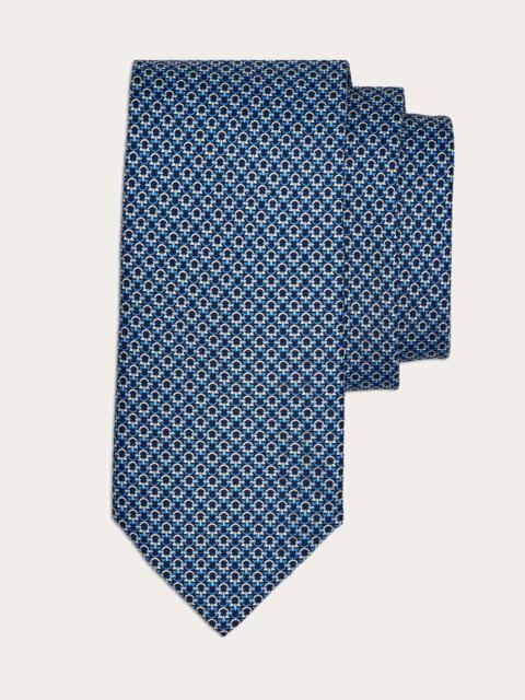 Gancini print silk tie