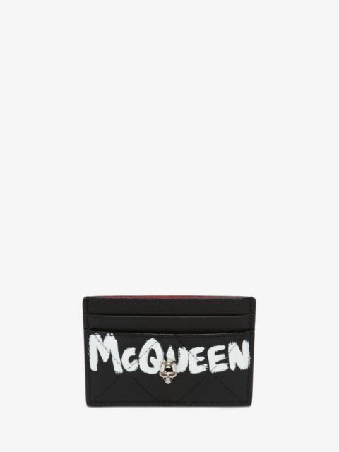 Mcqueen Graffiti Card Holder in Black/white