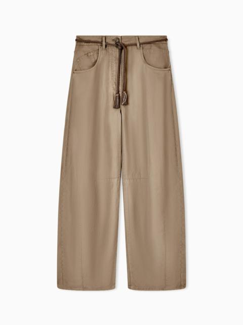CUPRO AND LINEN TROUSERS WITH BELT