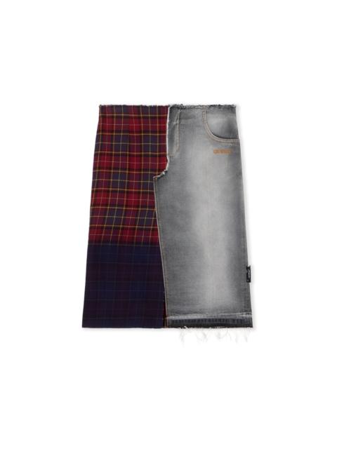 Check Flannel Denim Skirt