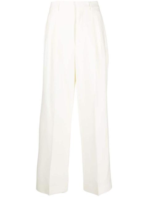 high-waisted flared trousers