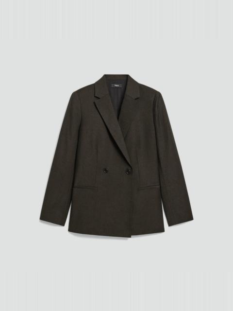 Relaxed Double-Breasted Blazer in Sleek Flannel