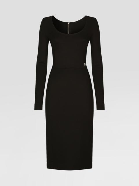 Milano rib calf-length dress with DG logo