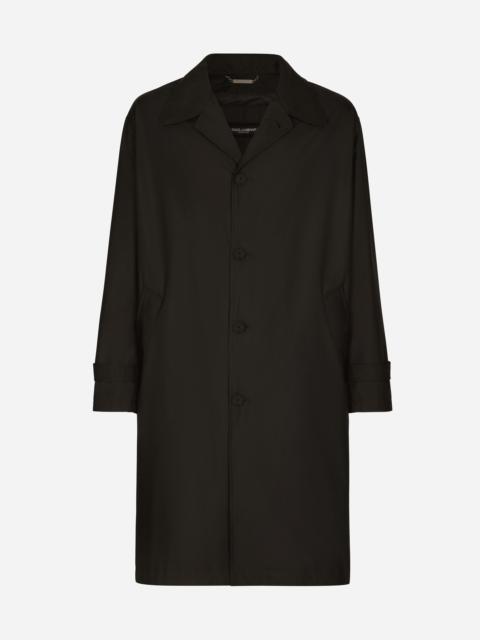Nylon trench coat with logo tag