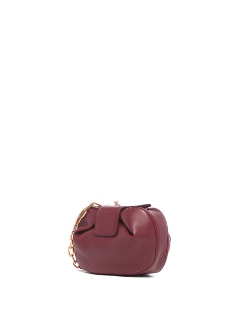Soft Demi Clutch with Chain in Bordeaux & Fuchsia Nappa Leather