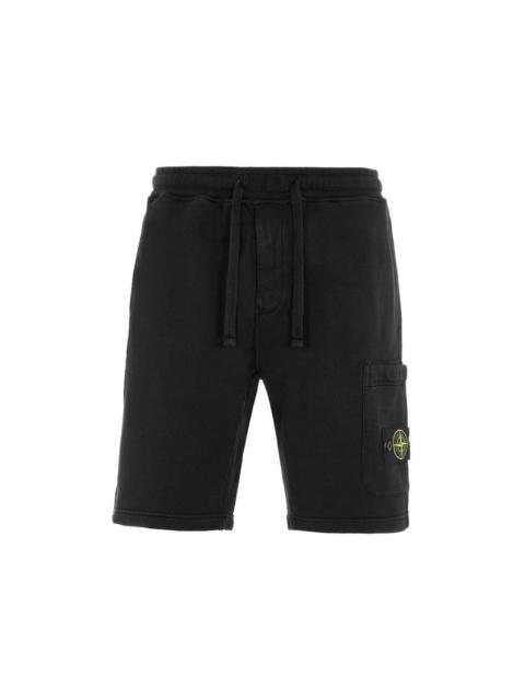 Stone Island 64651 Cotton Fleece Garment Dyed Shorts Black