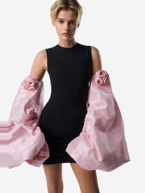 Taffeta Sleeved Jersey Dress