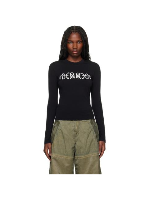 Black "SOS" Fitted Longsleeve T-shirt