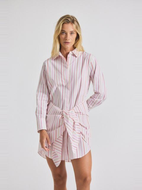 TRISH STRIPED SHIRTING WAIST TIE SHIRT DRESS