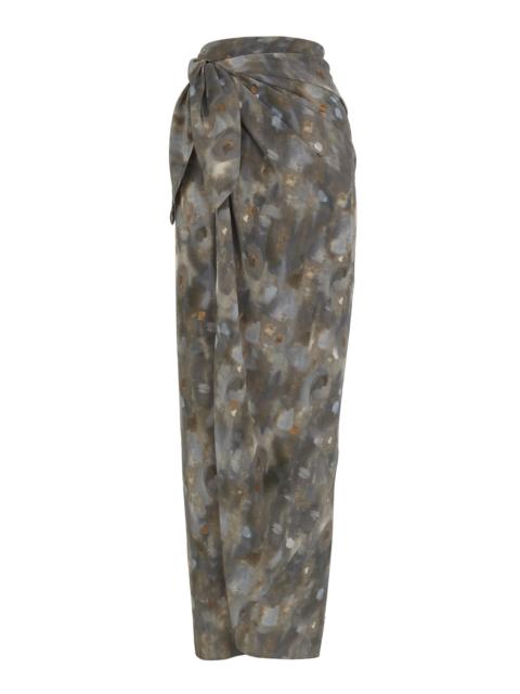Pareo Silk Wrap Maxi Skirt print