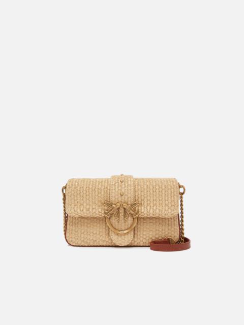 MINI LOVE BAG SLOUCHY SMALL SHOULDER BAG IN RAFFIA WITH DOUBLE SHOULDER STRAP